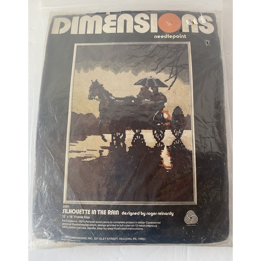 Dimensions Needlepoint Kit Amish Scene 1977 "In The Rain" 12x16